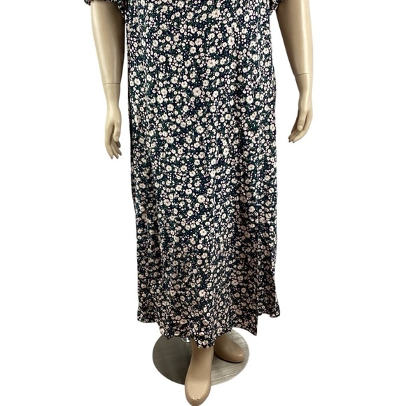 Old Navy Puff Sleeve Floral Maxi Dress Navy Pink Ditsy Print 4X - Picture 3 of 7